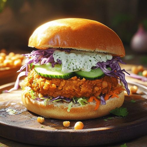 Savor an Indian-inspired veggie burger that blends…